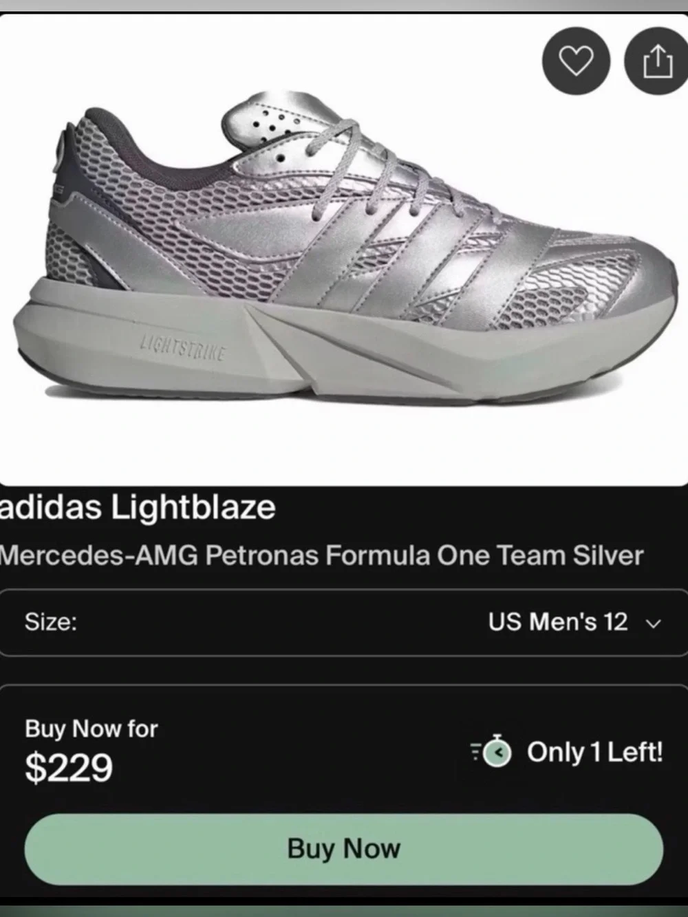 adidas Silver Metallic Mesh Lightblaze Sneaker